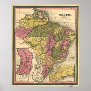 Poster Mapa do vintage de Brasil (1846)