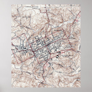 Poster Mapa do vintage de Chapel Hill North Carolina