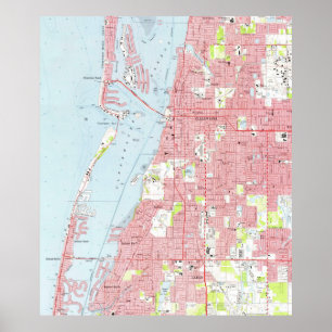 Pôster Mapa do vintage de Clearwater Florida (1974)