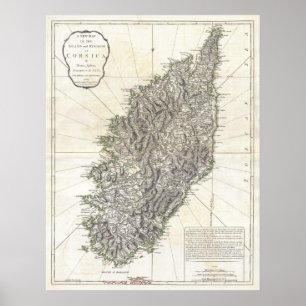 Pôster Mapa do vintage de Córsega (1794)