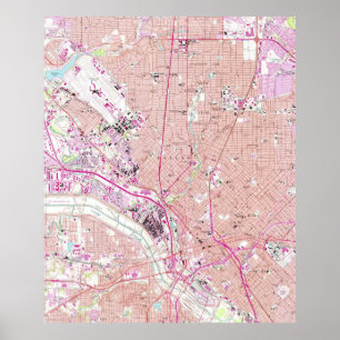 Poster Mapa do vintage de Dallas Texas (1958)