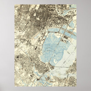 Poster Mapa do vintage de Elizabeth NJ (1947)