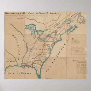 Pôster Mapa do vintage de forças britânicas em América