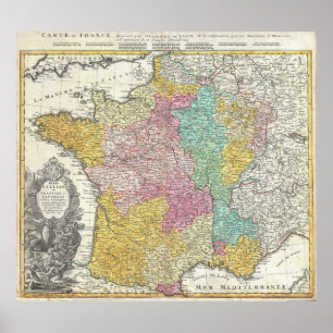 Pôster Mapa do vintage de France (1741)