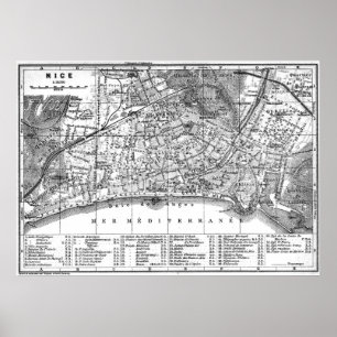Poster Mapa do vintage de France agradável (1914) BW