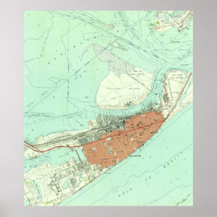 Pôster Mapa do vintage de Galveston Texas (1954) 3