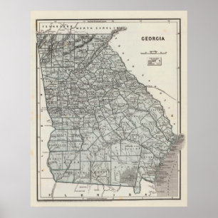 Pôster Mapa do vintage de Geórgia (1845)