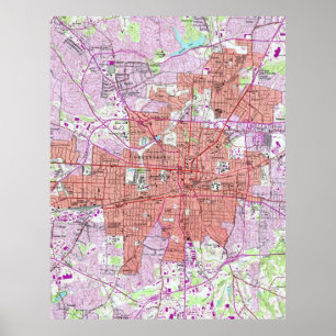 Pôster Mapa do vintage de Greensboro North Carolina