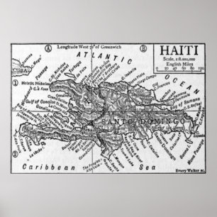 Poster Mapa do vintage de Haiti (1911)