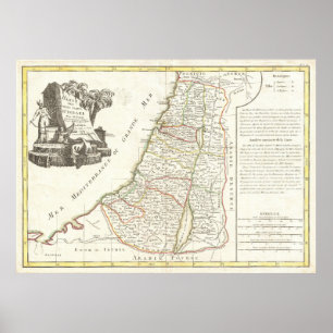 Poster Mapa do vintage de Israel (1770)