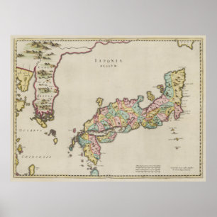 Poster Mapa do vintage de Japão (1665)
