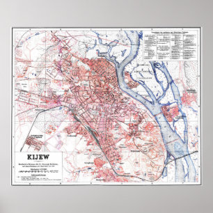 Poster Mapa do vintage de Kiev Ucrânia (1918)