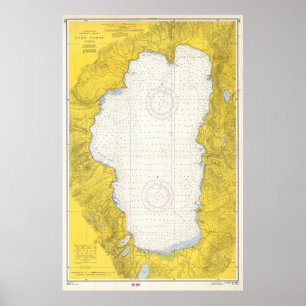 Poster Mapa do vintage de Lake Tahoe (1965)