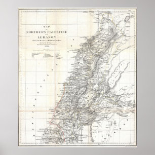Pôster Mapa do vintage de Líbano (1856)