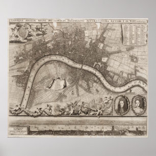 Poster Mapa do vintage de Londres (1693)