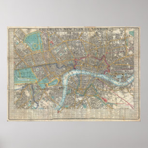 Poster Mapa do vintage de Londres (1848)