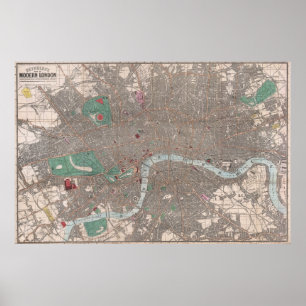 Pôster Mapa do vintage de Londres Inglaterra (1862)
