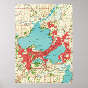 Pôster Mapa do vintage de Madison Wisconsin (1959)
