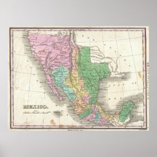 Poster Mapa do vintage de México (1827)