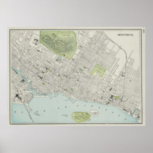 Pôster Mapa do vintage de Montreal (1901)