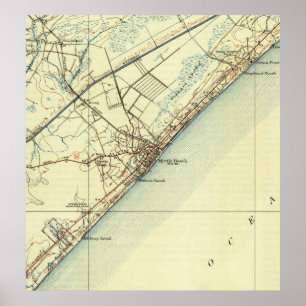 Pôster Mapa do vintage de Myrtle Beach South Carolina