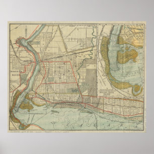 Pôster Mapa do vintage de Niagara Falls NY (1893)