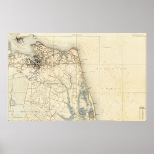 Pôster Mapa do vintage de Norfolk e de Virginia Beach