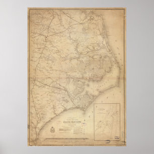 Pôster Mapa do vintage de North Carolina oriental (1862)