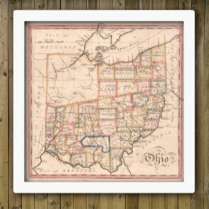 Poster Mapa do vintage de Ohio
