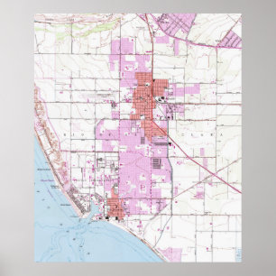 Pôster Mapa do vintage de Oxnard Califórnia (1949)