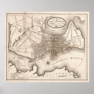 Poster Mapa do vintage de Portland MIM (1846)