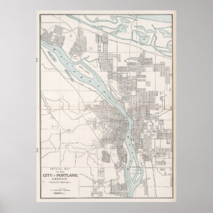 Poster Mapa do vintage de Portland Oregon (1901)