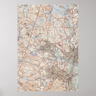Pôster Mapa do vintage de Salem Massachusetts (1942)