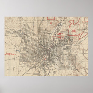 Poster Mapa do vintage de San Antonio Texas (1903)
