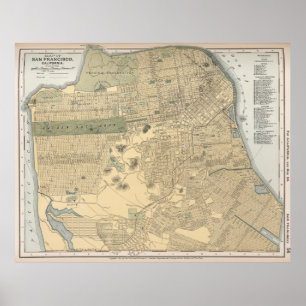 Pôster Mapa do vintage de San Francisco CA (1891)
