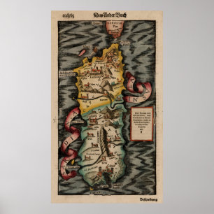 Pôster Mapa do vintage de Sardinia Italia (século XVI)