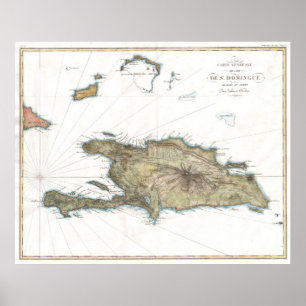 Poster Mapa do vintage de St Domingue (1802)