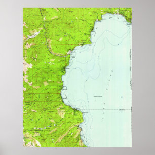 Pôster Mapa do vintage de Tahoe Califórnia (1955)