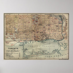 Pôster Mapa do vintage de Toronto (1894)