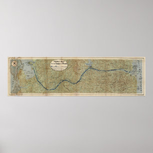 Pôster Mapa do vintage do canal do Panamá (1886)