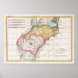 Pôster Mapa do vintage do Carolinas (1780)