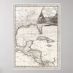 Poster Mapa do vintage do Golfo do México (1798)