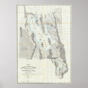 Pôster Mapa do vintage do Great Salt Lake (1852)