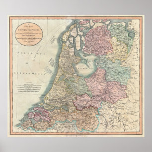 Poster Mapa do vintage do holandês (1799)