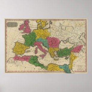 Poster Mapa do vintage do império romano (1831)