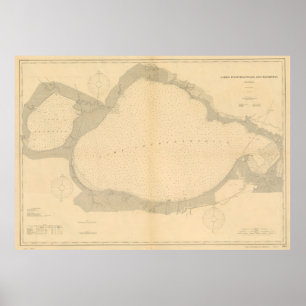 Poster Mapa do vintage do lago Pontchartrain (1903)