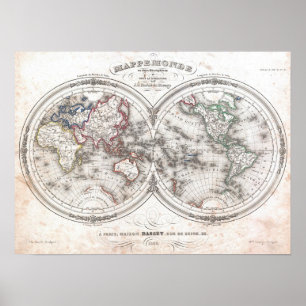 Pôster Mapa do vintage do mundo (1848)