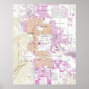Pôster Mapa do vintage do Palm Springs Califórnia (1957)