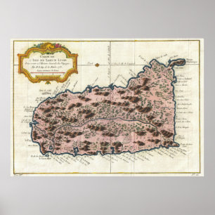 Pôster Mapa do vintage do santo Lucia (1758)
