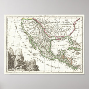 Poster Mapa do vintage dos territórios de Texas e de